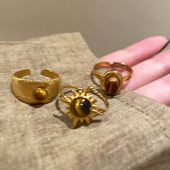 Wholesale Women's Light Luxury Geometric Copper Oval Opening Finger Ring With Electroplating