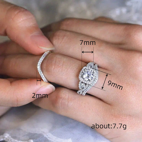 Wholesale Women's Light Luxury Geometric Cross Copper Zirconia Rings Set