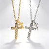 Wholesale Women's Light Luxury Geometric Cross Stainless Steel Titanium Steel Real Gold Plated Pendant Necklace