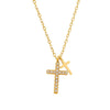 Wholesale Women's Light Luxury Geometric Cross Stainless Steel Titanium Steel Real Gold Plated Pendant Necklace