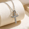 Wholesale Women's Light Luxury Geometric Cross Stainless Steel Titanium Steel Real Gold Plated Pendant Necklace