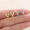 Wholesale Women's Light Luxury Geometric Cross Xshaped Copper Goldplated Zircon Earrings Accessories