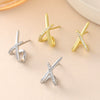 Wholesale Women's Light Luxury Geometric Cross Xshaped Copper Goldplated Zircon Earrings Accessories