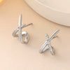 Wholesale Women's Light Luxury Geometric Cross Xshaped Copper Goldplated Zircon Earrings Accessories