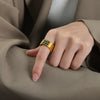 Wholesale Women's Light Luxury Geometric Czech Diamond 316L Stainless Steel Gold Plated Multilayer Ring Jewelry