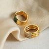 Wholesale Women's Light Luxury Geometric Czech Diamond 316L Stainless Steel Gold Plated Multilayer Ring Jewelry