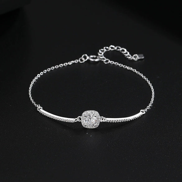 Wholesale Women's Light Luxury Geometric Diamond 925 Sterling Silver Bracelet