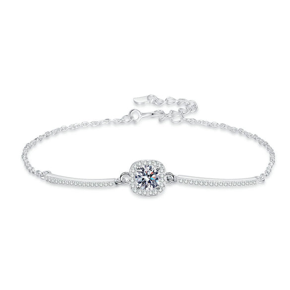 Wholesale Women's Light Luxury Geometric Diamond 925 Sterling Silver Bracelet
