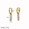 Wholesale Women's Light Luxury Geometric Diamondencrusted Stainless Steel Earrings With Pvd Furnace Vacuum Real Gold Plating