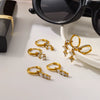 Wholesale Women's Light Luxury Geometric Diamondencrusted Stainless Steel Earrings With Pvd Furnace Vacuum Real Gold Plating