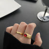 Wholesale Women's Light Luxury Geometric Doublelayer Gem Titanium Steel Electroplated Round Ring