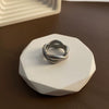 Wholesale Women's Light Luxury Geometric Doublelayer Gem Titanium Steel Electroplated Round Ring