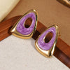 Wholesale Women's Light Luxury Geometric Dripping Oil Stainless Steel Triangle Oil Drop Earrings