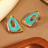 Wholesale Women's Light Luxury Geometric Dripping Oil Stainless Steel Triangle Oil Drop Earrings