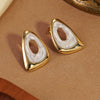 Wholesale Women's Light Luxury Geometric Dripping Oil Stainless Steel Triangle Oil Drop Earrings