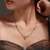 Wholesale Women's Light Luxury Geometric Drop Shape Cat's Eye Stone And Stainless Steel Electroplated Collarbone Necklace