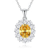 Wholesale Women's Light Luxury Geometric Eggshaped Floral Emerald Diamond 925 Sterling Silver Necklace Cross Chain