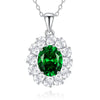 Wholesale Women's Light Luxury Geometric Eggshaped Floral Emerald Diamond 925 Sterling Silver Necklace Cross Chain