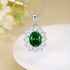 Wholesale Women's Light Luxury Geometric Eggshaped Floral Emerald Diamond 925 Sterling Silver Necklace Cross Chain