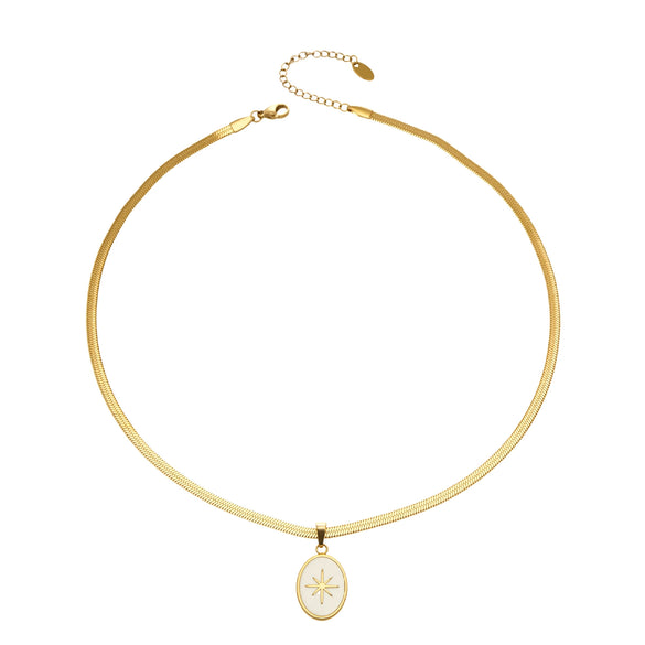 Wholesale Women's Light Luxury Geometric Eightpointed Star Stainless Steel Electroplated Pendant Blade Chain Necklace
