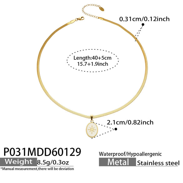 Wholesale Women's Light Luxury Geometric Eightpointed Star Stainless Steel Electroplated Pendant Blade Chain Necklace
