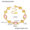 Wholesale Women's Light Luxury Geometric Faceted Glass Stone Hollow Heart Stitching Stainless Steel Goldplated Bracelet