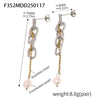 Wholesale Women's Light Luxury Geometric Ferris Wheel Chain Tassel Fresh Water Pearl Earrings Stainless Steel 18K Gold Plated Jewelry