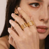 Wholesale Women's Light Luxury Geometric Ferris Wheel Interlocking Hollow Stainless Steel Goldplated Finger Ring