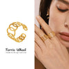 Wholesale Women's Light Luxury Geometric Ferris Wheel Interlocking Hollow Stainless Steel Goldplated Finger Ring