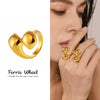 Wholesale Women's Light Luxury Geometric Ferris Wheel Irregular Ring Stainless Steel 18K Gold Pvd Plated