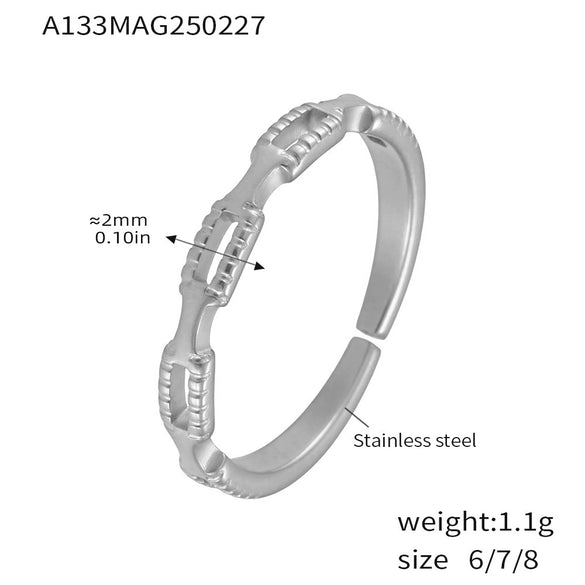 Wholesale Women's Light Luxury Geometric Ferris Wheel Irregular Split Ring Combination Stainless Steel Titanium Steel Pvd Plated 18K Gold Color Preservation Ring