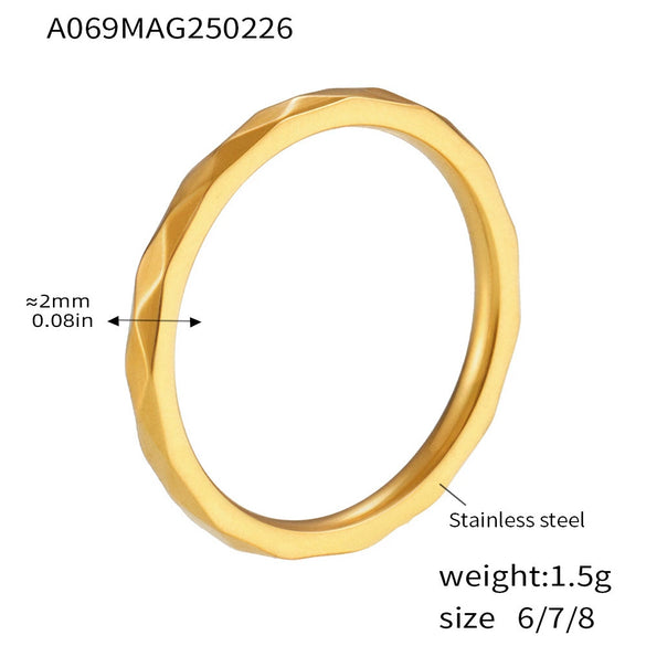 Wholesale Women's Light Luxury Geometric Ferris Wheel Irregular Split Ring Combination Stainless Steel Titanium Steel Pvd Plated 18K Gold Color Preservation Ring
