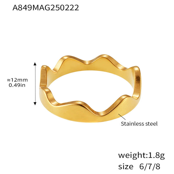 Wholesale Women's Light Luxury Geometric Ferris Wheel Irregular Split Ring Combination Stainless Steel Titanium Steel Pvd Plated 18K Gold Color Preservation Ring
