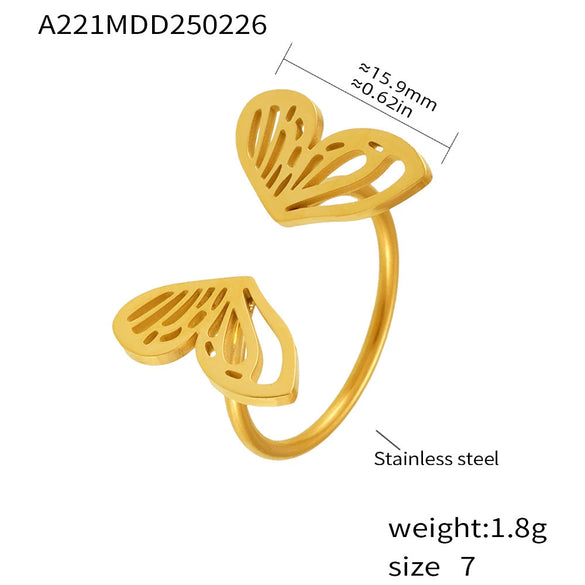 Wholesale Women's Light Luxury Geometric Ferris Wheel Irregular Split Ring Combination Stainless Steel Titanium Steel Pvd Plated 18K Gold Color Preservation Ring