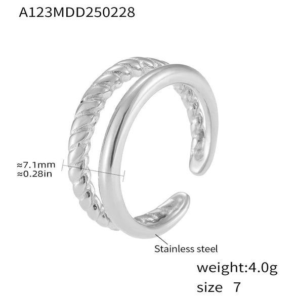 Wholesale Women's Light Luxury Geometric Ferris Wheel Irregular Split Ring Combination Stainless Steel Titanium Steel Pvd Plated 18K Gold Color Preservation Ring