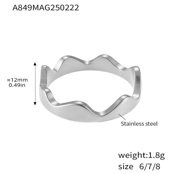 Wholesale Women's Light Luxury Geometric Ferris Wheel Irregular Split Ring Combination Stainless Steel Titanium Steel Pvd Plated 18K Gold Color Preservation Ring