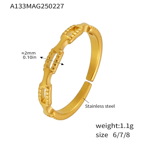 Wholesale Women's Light Luxury Geometric Ferris Wheel Irregular Split Ring Combination Stainless Steel Titanium Steel Pvd Plated 18K Gold Color Preservation Ring