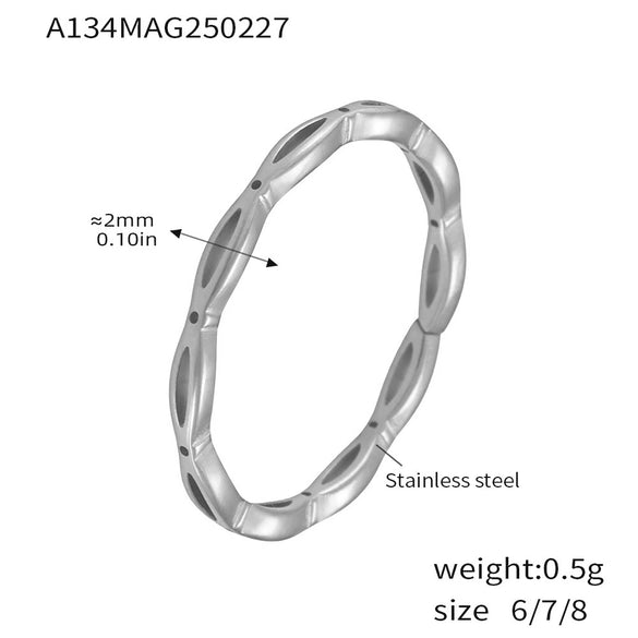 Wholesale Women's Light Luxury Geometric Ferris Wheel Irregular Split Ring Combination Stainless Steel Titanium Steel Pvd Plated 18K Gold Color Preservation Ring