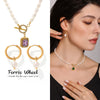 Wholesale Women's Light Luxury Geometric Ferris Wheel Pendant Necklace With Stainless Steel Freshwater Pearl Zircon And Electroplated Titanium Steel