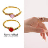 Wholesale Women's Light Luxury Geometric Ferris Wheel Ring Inlaid With Natural Pink Heart Zircon 18K Gold Plated Titanium Steel