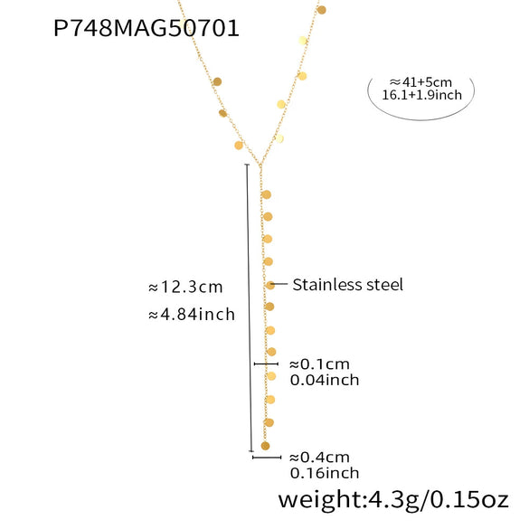 Wholesale Women's Light Luxury Geometric Ferris Wheel Sequin Pendant Tassel Long Yshaped Stainless Steel And Titanium Steel Electroplated Necklace