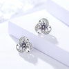 Wholesale Women's Light Luxury Geometric Flower Stud Earrings In 999 Sterling Silver With Micro Inlay