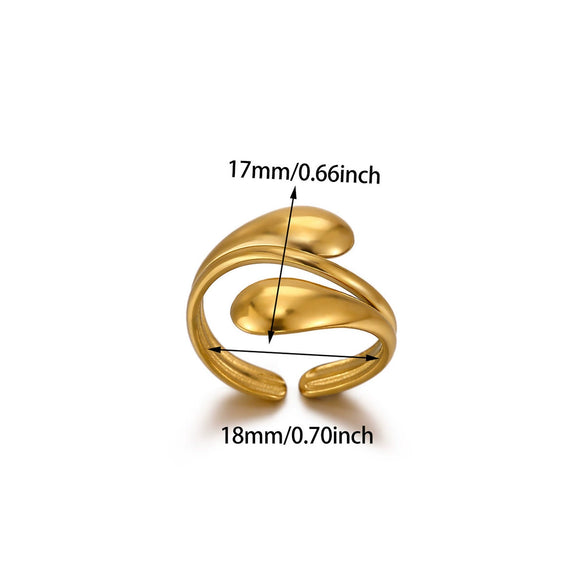 Wholesale Women's Light Luxury Geometric Fruit Inlaid With Gold Stainless Steel Titanium Steel Ring Accessories