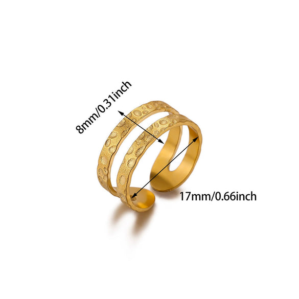 Wholesale Women's Light Luxury Geometric Fruit Inlaid With Gold Stainless Steel Titanium Steel Ring Accessories