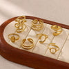 Wholesale Women's Light Luxury Geometric Fruit Inlaid With Gold Stainless Steel Titanium Steel Ring Accessories
