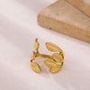 Wholesale Women's Light Luxury Geometric Fruit Pattern Stainless Steel Titanium Steel Gold Inlaid Open Ring Accessories
