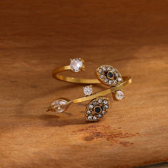 Wholesale Women's Light Luxury Geometric Fruit Shaped 18K Gold Inlaid Fashion Ring