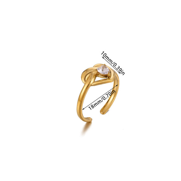 Wholesale Women's Light Luxury Geometric Fruitshaped Inlaid With Gold Stainless Steel Zircon Imitation Pearl Ring Accessories