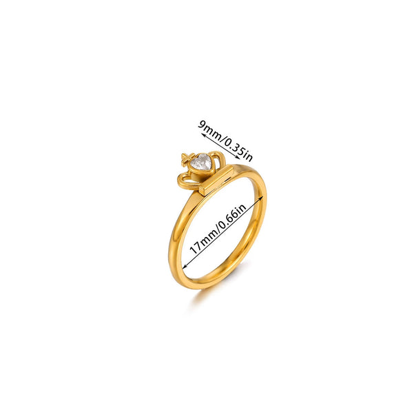 Wholesale Women's Light Luxury Geometric Fruitshaped Inlaid With Gold Stainless Steel Zircon Imitation Pearl Ring Accessories