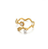 Wholesale Women's Light Luxury Geometric Fruitshaped Inlaid With Gold Stainless Steel Zircon Imitation Pearl Ring Accessories